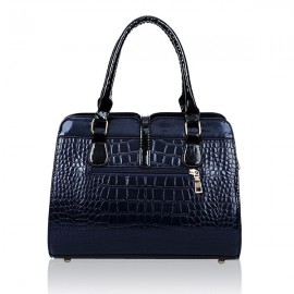 Women Crocodile Pattern Patent Elegant Handbag Casual Shoulder Bag