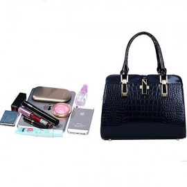 Women Crocodile Pattern Patent Elegant Handbag Casual Shoulder Bag