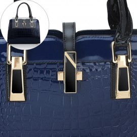 Women Crocodile Pattern Patent Elegant Handbag Casual Shoulder Bag