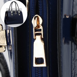 Women Crocodile Pattern Patent Elegant Handbag Casual Shoulder Bag