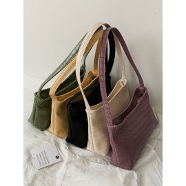 Women Crocodile Pattern Solid Satchel Shoulder Bag