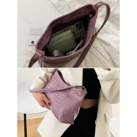 Women Crocodile Pattern Solid Satchel Shoulder Bag