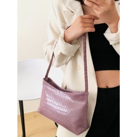 Women Crocodile Pattern Solid Satchel Shoulder Bag