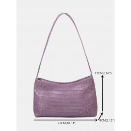 Women Crocodile Pattern Solid Satchel Shoulder Bag