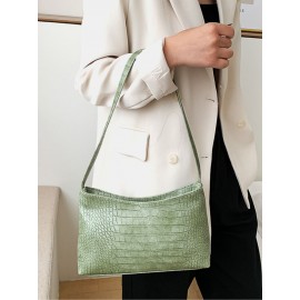 Women Crocodile Pattern Solid Satchel Shoulder Bag