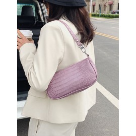Women Crocodile Pattern Solid Shoulder Bag