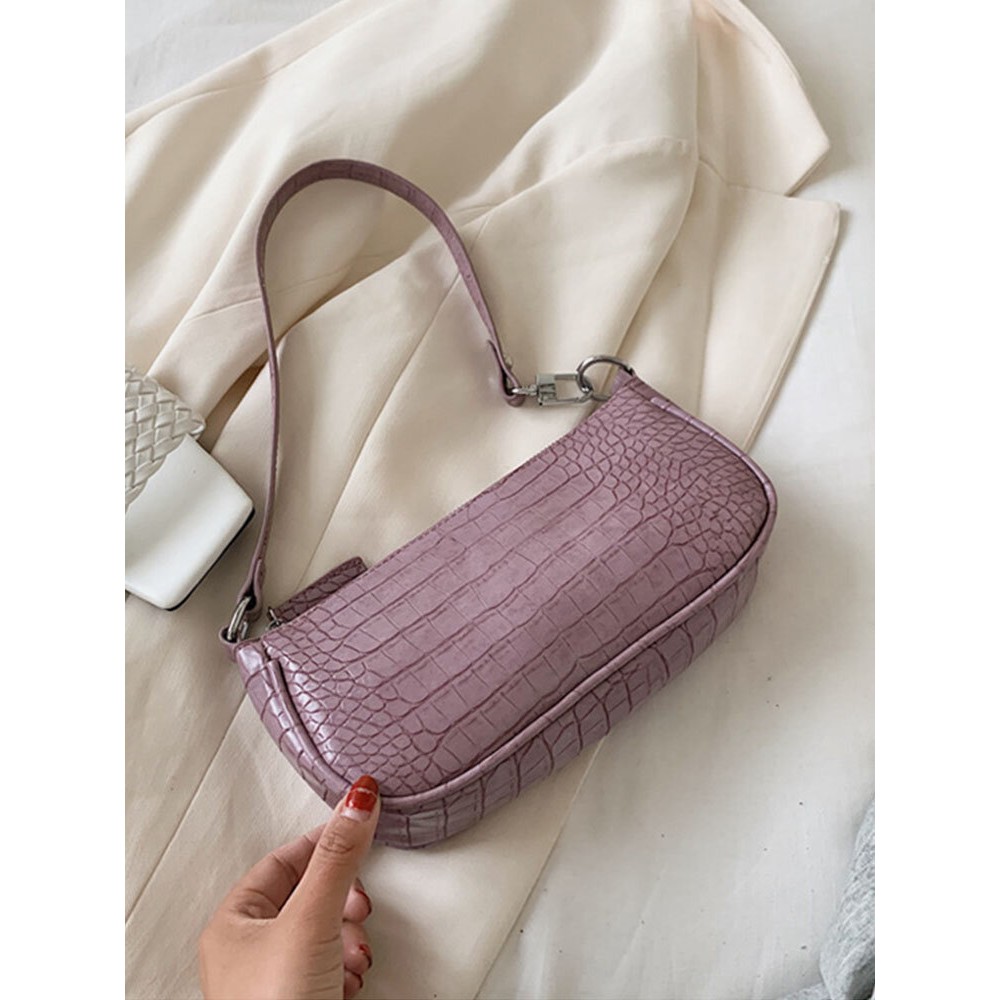 Women Crocodile Pattern Solid Shoulder Bag