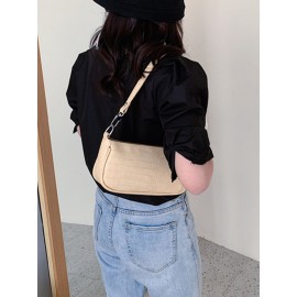 Women Crocodile Pattern Solid Shoulder Bag