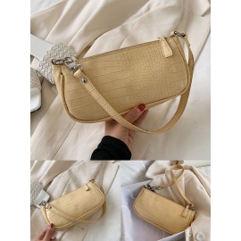 Women Crocodile Pattern Solid Shoulder Bag