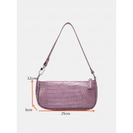 Women Crocodile Pattern Solid Shoulder Bag
