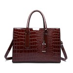 Women Crocodile Pattern Tote Handbag Large Capacity Solid Crossbody Bag