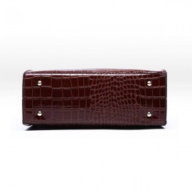 Women Crocodile Pattern Tote Handbag Large Capacity Solid Crossbody Bag