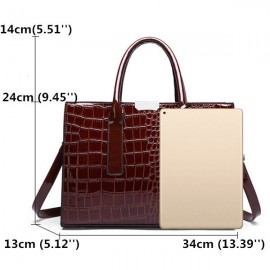 Women Crocodile Pattern Tote Handbag Large Capacity Solid Crossbody Bag