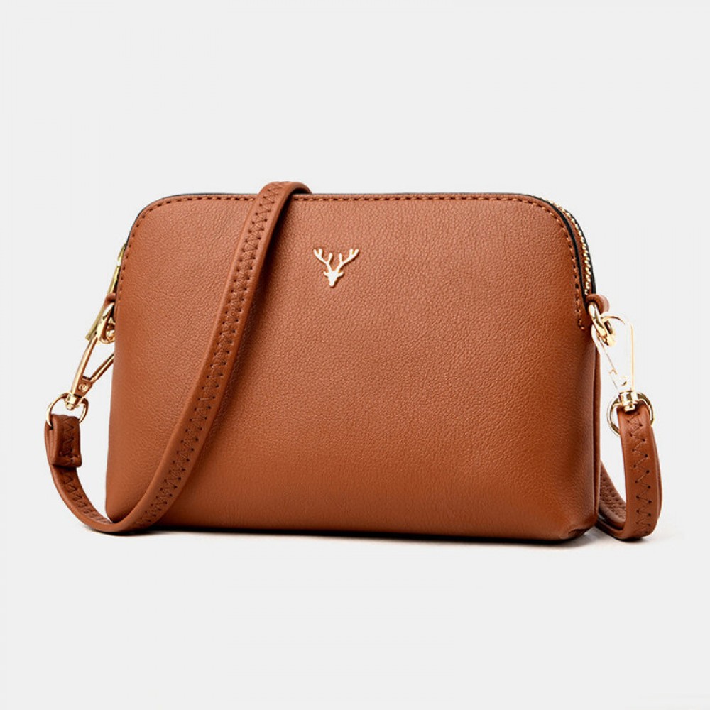 Women Crossbody Bags Medium Dome PU Leather Shoulder Purses Lightweight Handbags with Multi Pockets