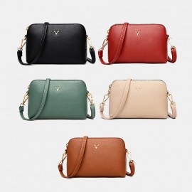 Women Crossbody Bags Medium Dome PU Leather Shoulder Purses Lightweight Handbags with Multi Pockets