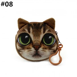 Women Cute Cat Coin Purse Round Print Wallet