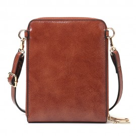Women Design Multifunction Phone Bag Oil Wax Leather Crossbody Bag