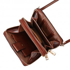 Women Design Multifunction Phone Bag Oil Wax Leather Crossbody Bag