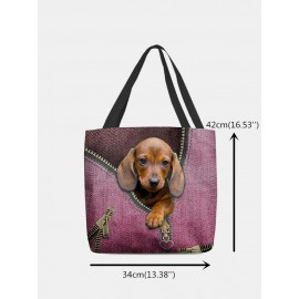 Women Dog Pattern Printing Large Capacity Shoulder Bag Handbag Tote