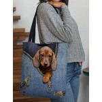 Women Dog Pattern Printing Large Capacity Shoulder Bag Handbag Tote