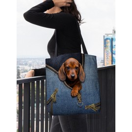 Women Dog Pattern Printing Large Capacity Shoulder Bag Handbag Tote