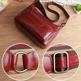 Women Elegant Genuine Leather Multi-pockets Shoulder Bags Crossbody Bags