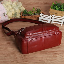 Women Elegant Genuine Leather Multi-pockets Shoulder Bags Crossbody Bags