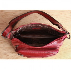 Women Elegant Genuine Leather Multi-pockets Shoulder Bags Crossbody Bags