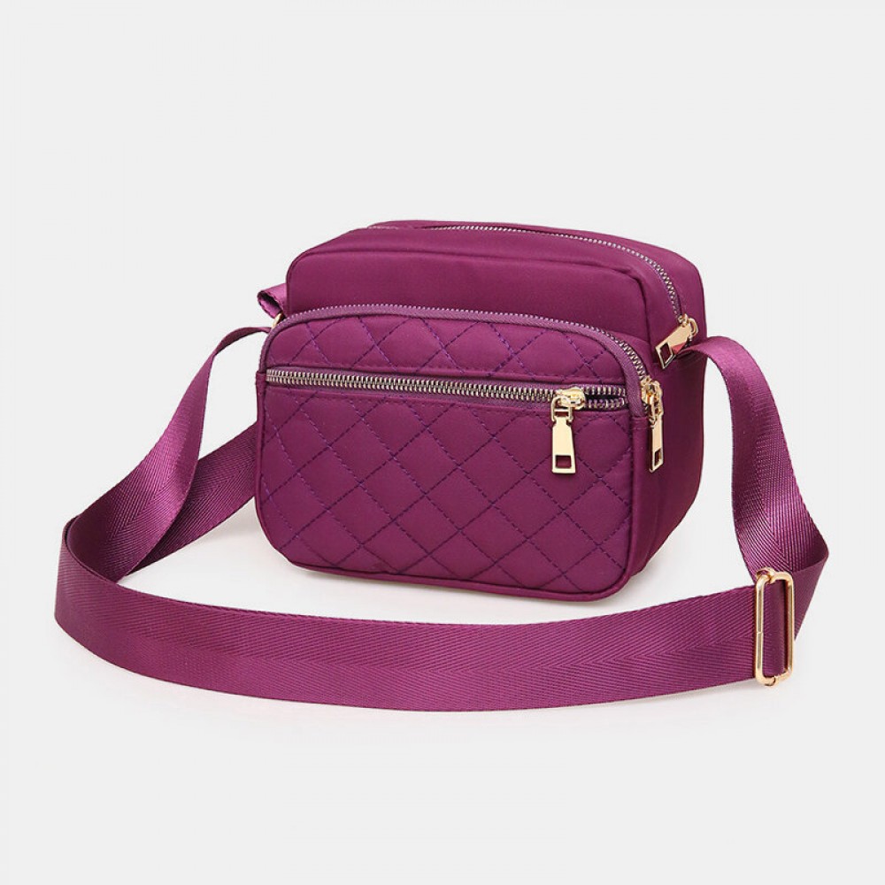 Women Embroidered Line Ladies Shoulder Bag Oxford Wearable Multi-pocket Crossbody Bag