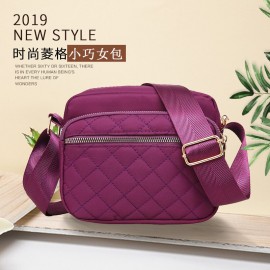 Women Embroidered Line Ladies Shoulder Bag Oxford Wearable Multi-pocket Crossbody Bag