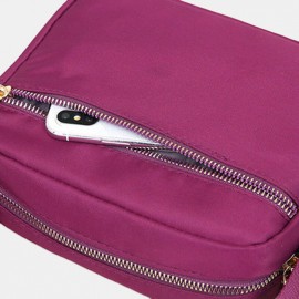 Women Embroidered Line Ladies Shoulder Bag Oxford Wearable Multi-pocket Crossbody Bag