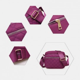 Women Embroidered Line Ladies Shoulder Bag Oxford Wearable Multi-pocket Crossbody Bag