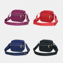 Women Embroidered Line Ladies Shoulder Bag Oxford Wearable Multi-pocket Crossbody Bag