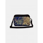 Women Ethnic Embroidered Canvas Peacock Crossbody Bag Shoulder Bag