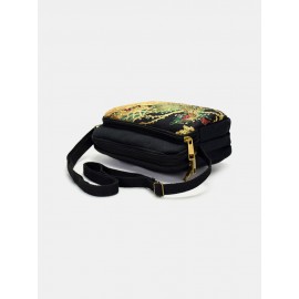 Women Ethnic Embroidered Canvas Peacock Crossbody Bag Shoulder Bag