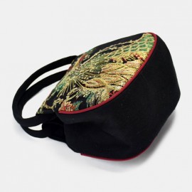 Women Ethnic Embroidered Sequined Canvas Peacock Handbag