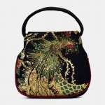 Women Ethnic Embroidered Sequined Canvas Peacock Handbag