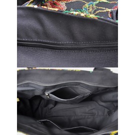Women Ethnic Peacock Embroidery Tassel Handbag Tote