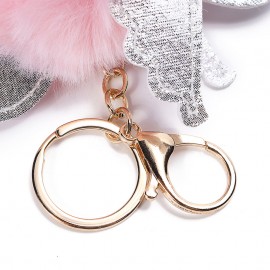 Women Faux Fur Unicorn Bag Charm Cute Key Chain