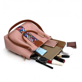 Women Faux Leather Four-piece Set Handbag Shoulder Bag Clutch Bag