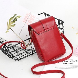 Women Faux Leather Mini Phone Bags Double Layer Crossbody Bags