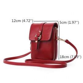 Women Faux Leather Mini Phone Bags Double Layer Crossbody Bags