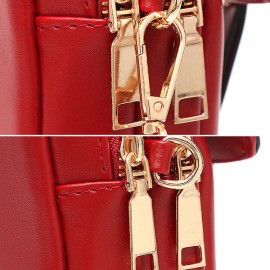 Women Faux Leather Mini Phone Bags Double Layer Crossbody Bags