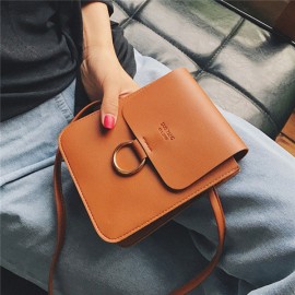 Women Faux Leather Mini Phone Purse 3 Layers Solid Casual Crossbody Bag