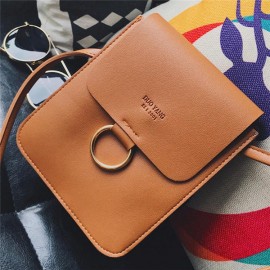 Women Faux Leather Mini Phone Purse 3 Layers Solid Casual Crossbody Bag