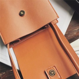 Women Faux Leather Mini Phone Purse 3 Layers Solid Casual Crossbody Bag