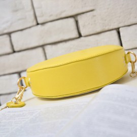 Women Faux Leather Orange Watermelon Semicircular Phone Bag Chain Shoulder Bag