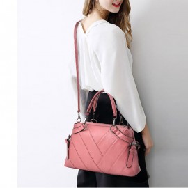 Women Faux Leather Simple Handbag Leisure Shoulder Bag