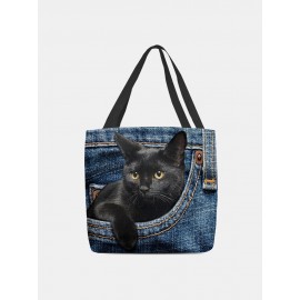 Women Felt Cat Handbag Shoulder Bag Tote