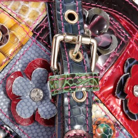 Women Floral Bohemian Genuine Leather Handbags Shell Large Capacity Crossbody Bags